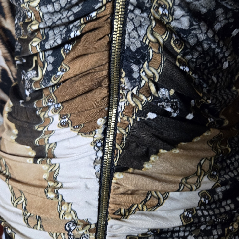 JOSEPH RIBKOFF MIXED PRINT HOODIE ZIP TOP SZ 8 - Picture 4 of 8